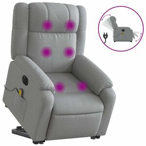 vidaXL Electric Stand up Massage Recliner Chair Light Grey Fabric