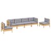 vidaXL 6 Piece Garden Lounge Set with Grey Cushions Solid Pinewood