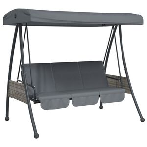 vidaXL Garden Swing Bench with Adjustable Canopy Dark Grey Steel