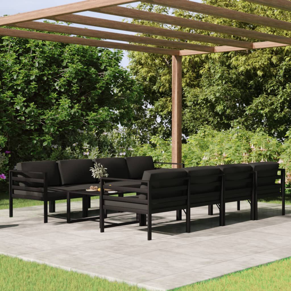 vidaXL 9 Piece Garden Lounge Set with Cushions Aluminium Anthracite