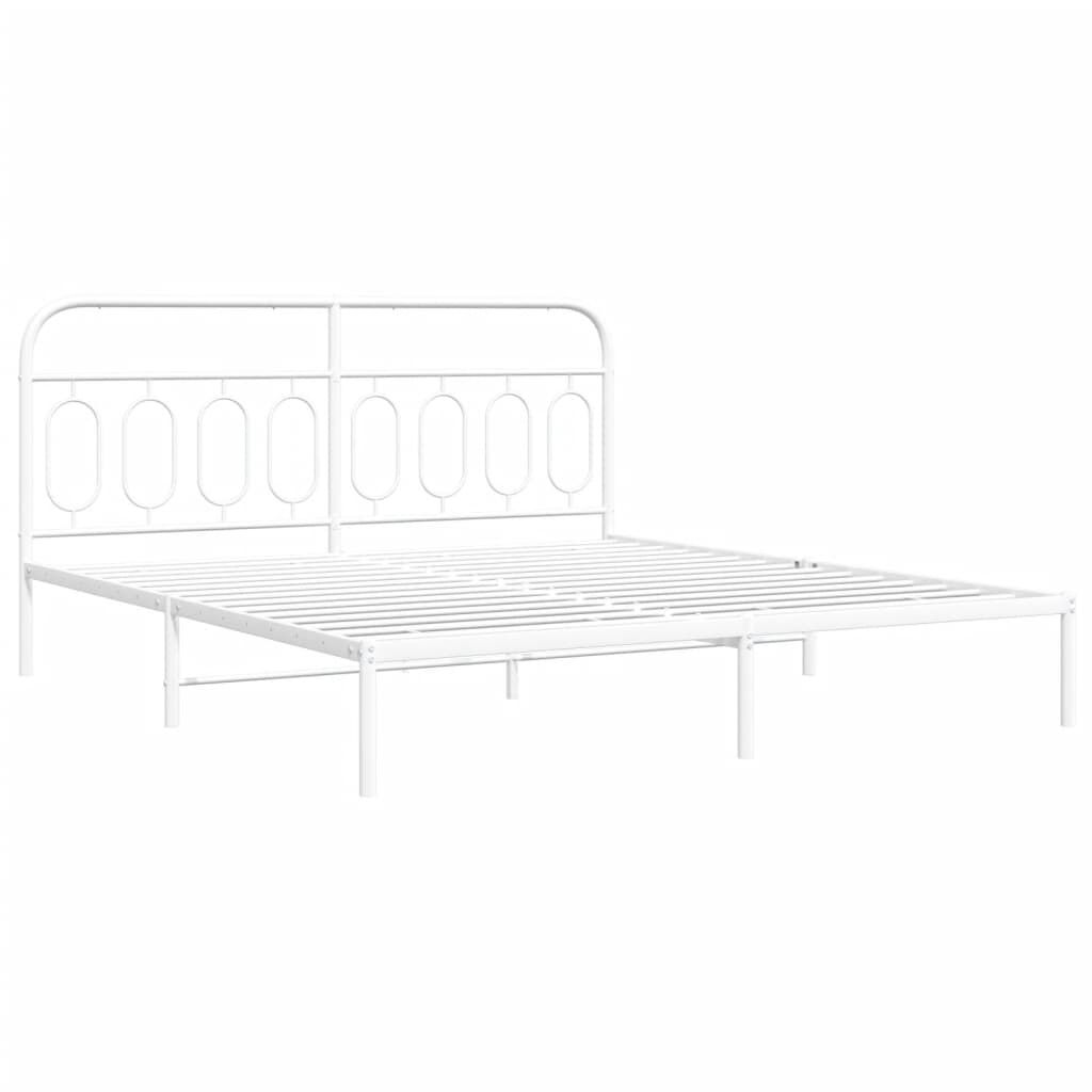 vidaXL Metal Bed Frame without Mattress with Headboard White 193x203cm