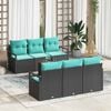 vidaXL Garden Sofa Set 7 pcs Black and turquoise