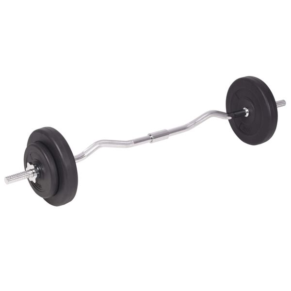 vidaXL Workout Bench with Weight Rack, Barbell and Dumbbell Set 90 kg