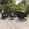 vidaXL 11 Piece Garden Lounge Set with Cushions Poly Rattan Black