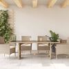 vidaXL Garden Table with Glass Top Beige 190x80x75 cm Poly Rattan