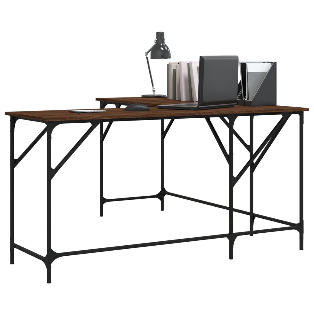 vidaXL Desk Brown Oak 149x149x75 cm Engineered Wood