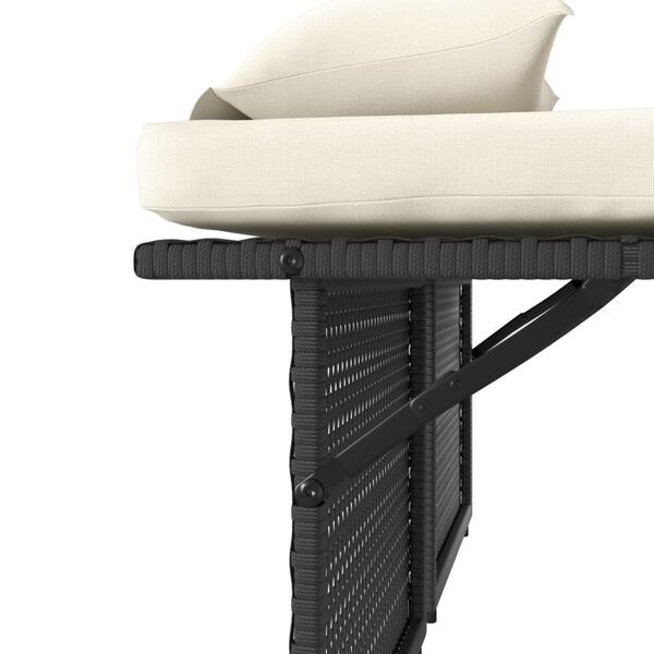 vidaXL Reclining Garden Bench with Cushions Black Poly Rattan