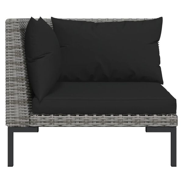vidaXL 11 Piece Garden Lounge Set with Cushions Poly Rattan Dark Grey