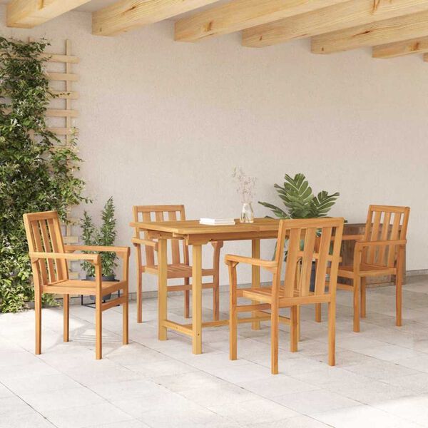 vidaXL Garden Dining Set 5 pcs Brown 160 x 80 x 75 cm Solid teak wood