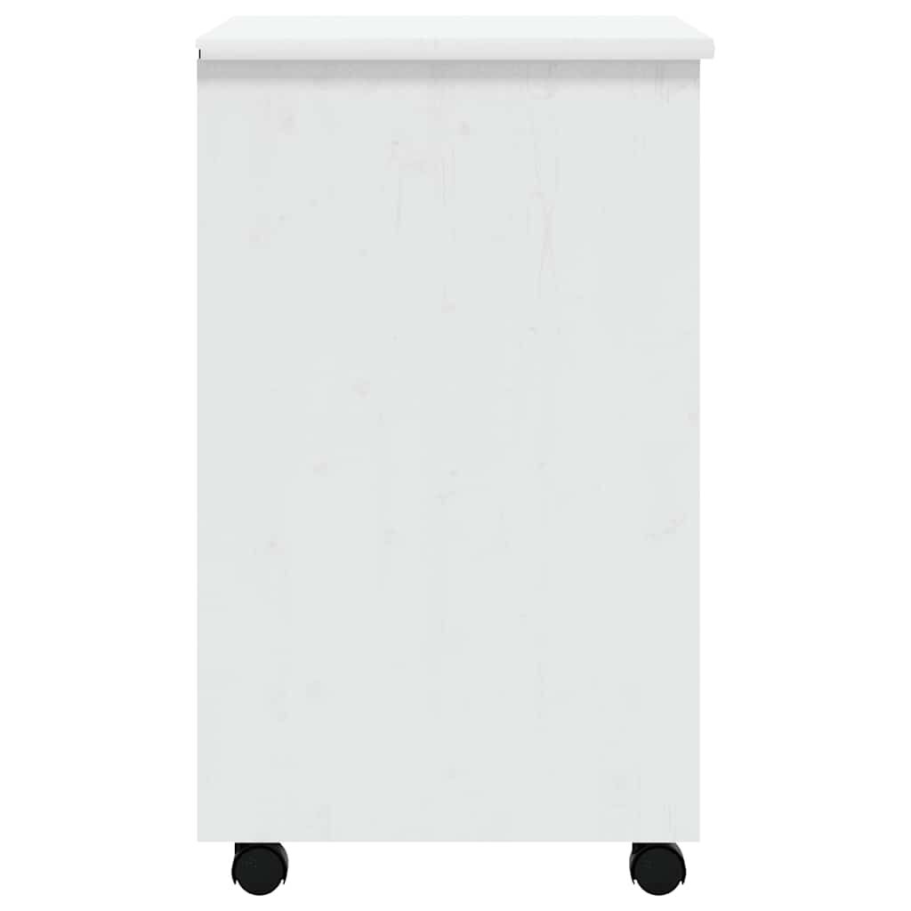 vidaXL Rolling Cabinet with Drawers MOSS White Solid Wood Pine