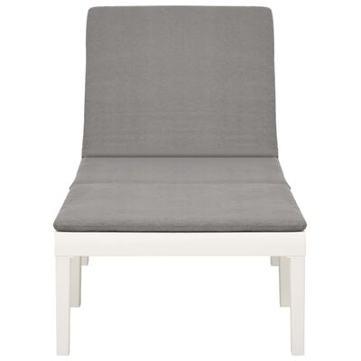 vidaXL Sun Lounger with Cushion Plastic White