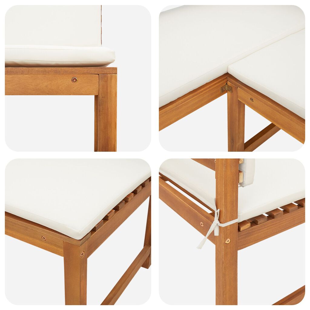 vidaXL Garden Corner Bench with Cushions 140x100x91 cm Solid Wood Acacia