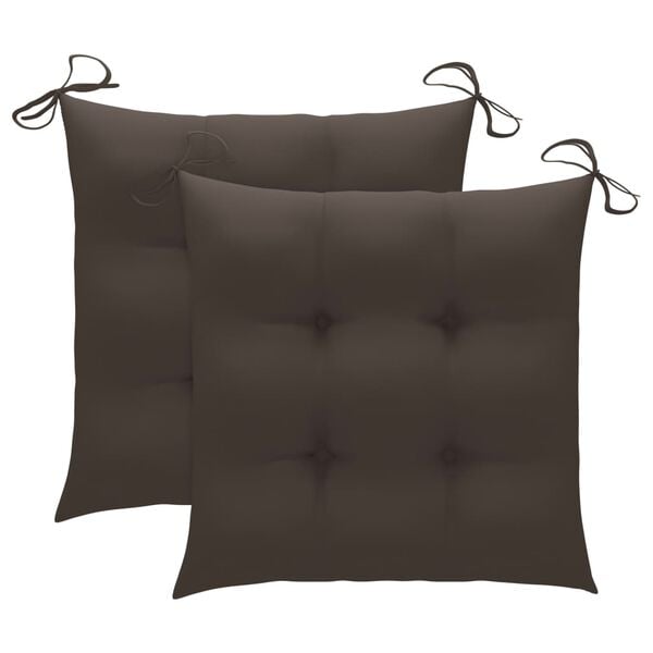 vidaXL Garden Chairs 2 pcs with Taupe Cushions Solid Teak Wood