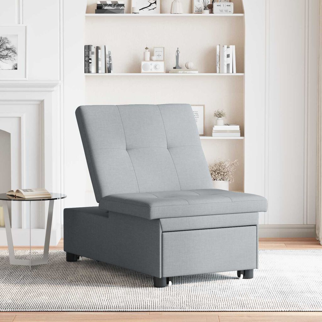 vidaXL 3-in-1 Sofa Bed - Pull-Out Design in Light Grey Fabric
