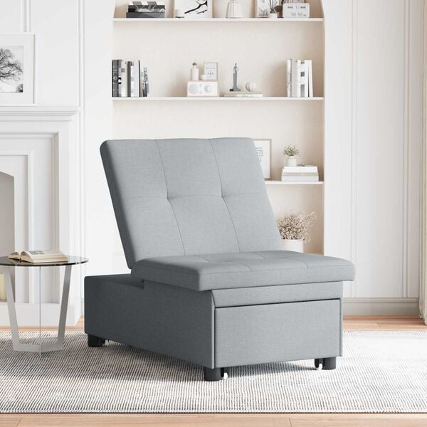 vidaXL 3-in-1 Sofa Bed - Pull-Out Design in Light Grey Fabric