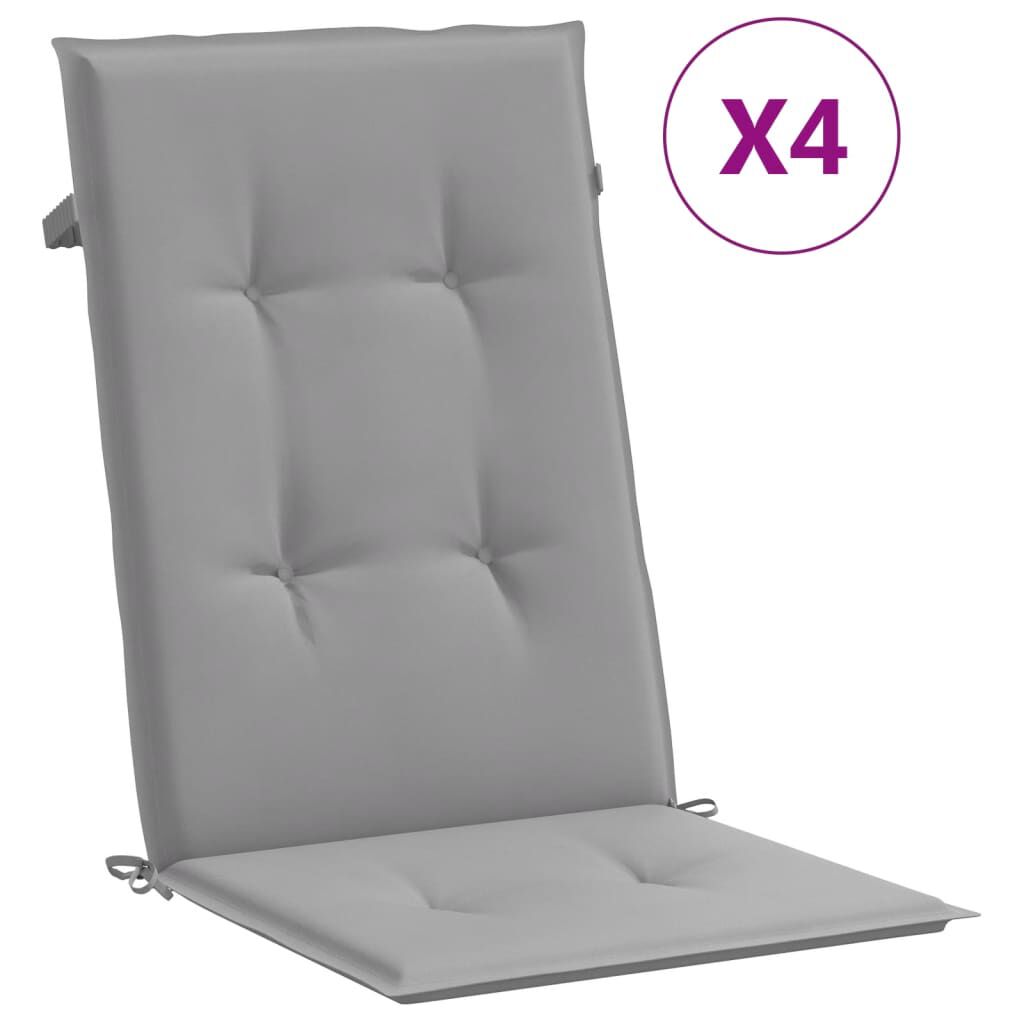 vidaXL Garden Highback Chair Cushions 4 pcs Grey 120x50x3 cm Fabric