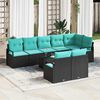 vidaXL Sofa Set 9 pcs Black Poly Rattan