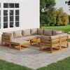 vidaXL 10 Piece Garden Lounge Set with Taupe Cushions Solid Wood