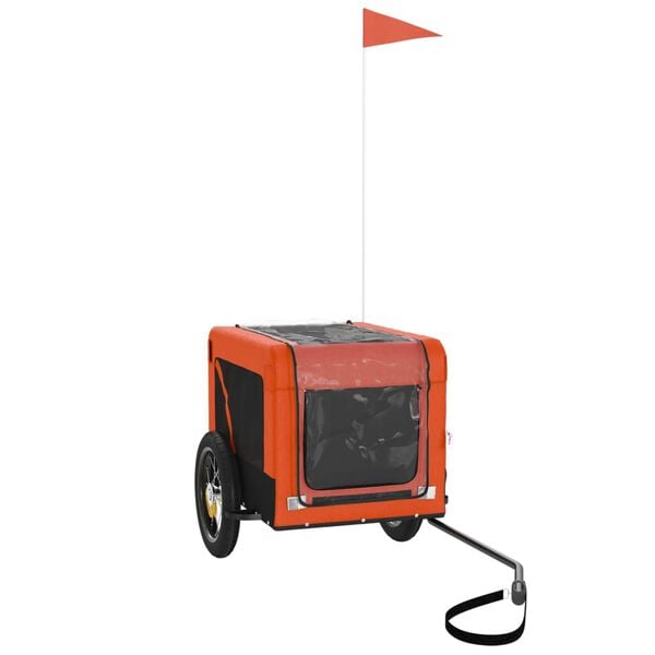 vidaXL Pet Bike Trailer Orange and Black Oxford Fabric&Iron