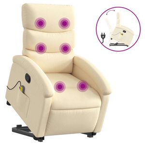 vidaXL Stand up Massage Recliner Chair Cream Fabric