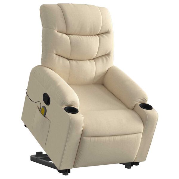 vidaXL Stand up Massage Recliner Chair Cream Fabric