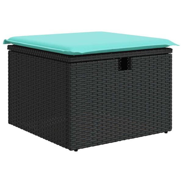 vidaXL 7 Piece Garden Sofa Set with Cushions Black Poly Rattan