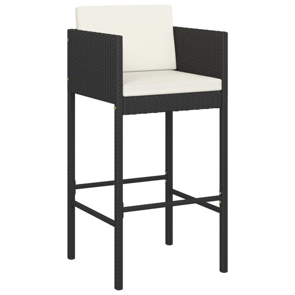 vidaXL 5 Piece Garden Bar Set with Cushions Black Poly Rattan