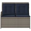 vidaXL Reclining Garden Bench with Cushions Grey Poly Rattan