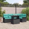 vidaXL Garden Sofa Set with Cushion 6 pcs Black Poly rattan