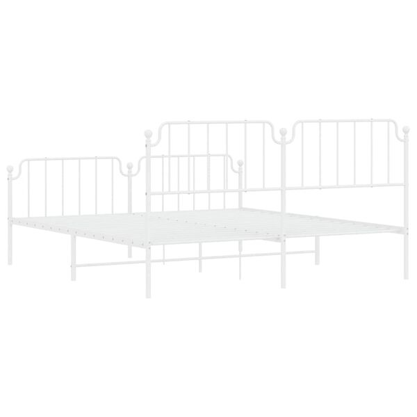 vidaXL Metal Bed Frame without Mattress with Footboard White 183x213cm