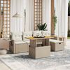 vidaXL 6 Piece Garden Sofa Set with Cushions Beige Poly Rattan