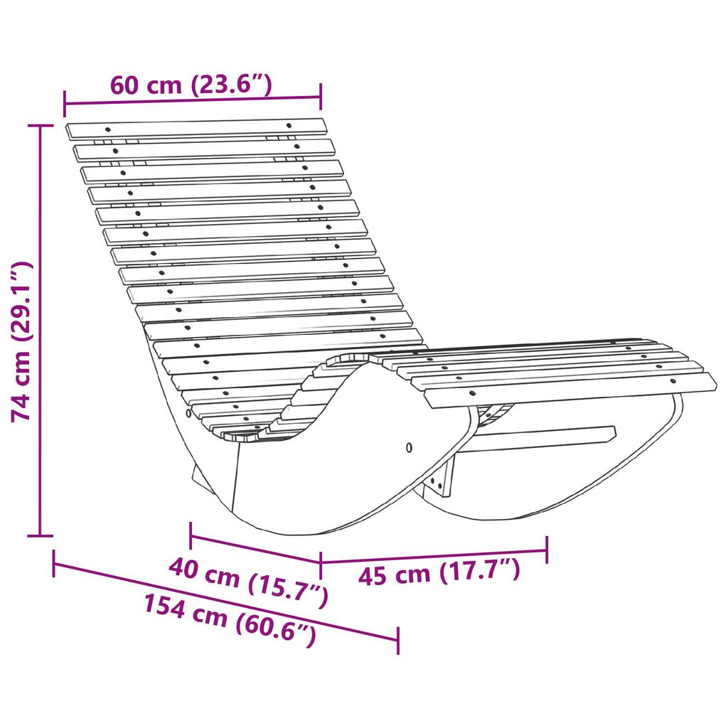 vidaXL Rocking Sun Loungers 2 pcs Brown 154 x 60 x 74 cm