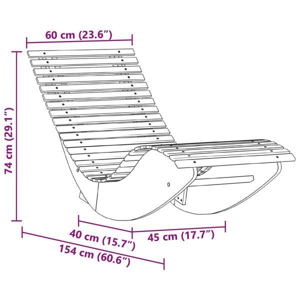 vidaXL Rocking Sun Loungers 2 pcs Brown 154 x 60 x 74 cm