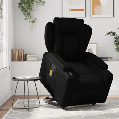 vidaXL Stand up Massage Recliner Chair Black Faux Leather