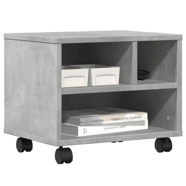 vidaXL Printer Stand with Wheels Concrete Grey 41x32x34,5 cm