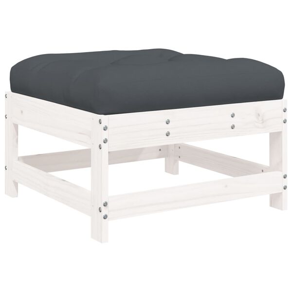 vidaXL 6 Piece Garden Lounge Set with Cushions White Solid Wood