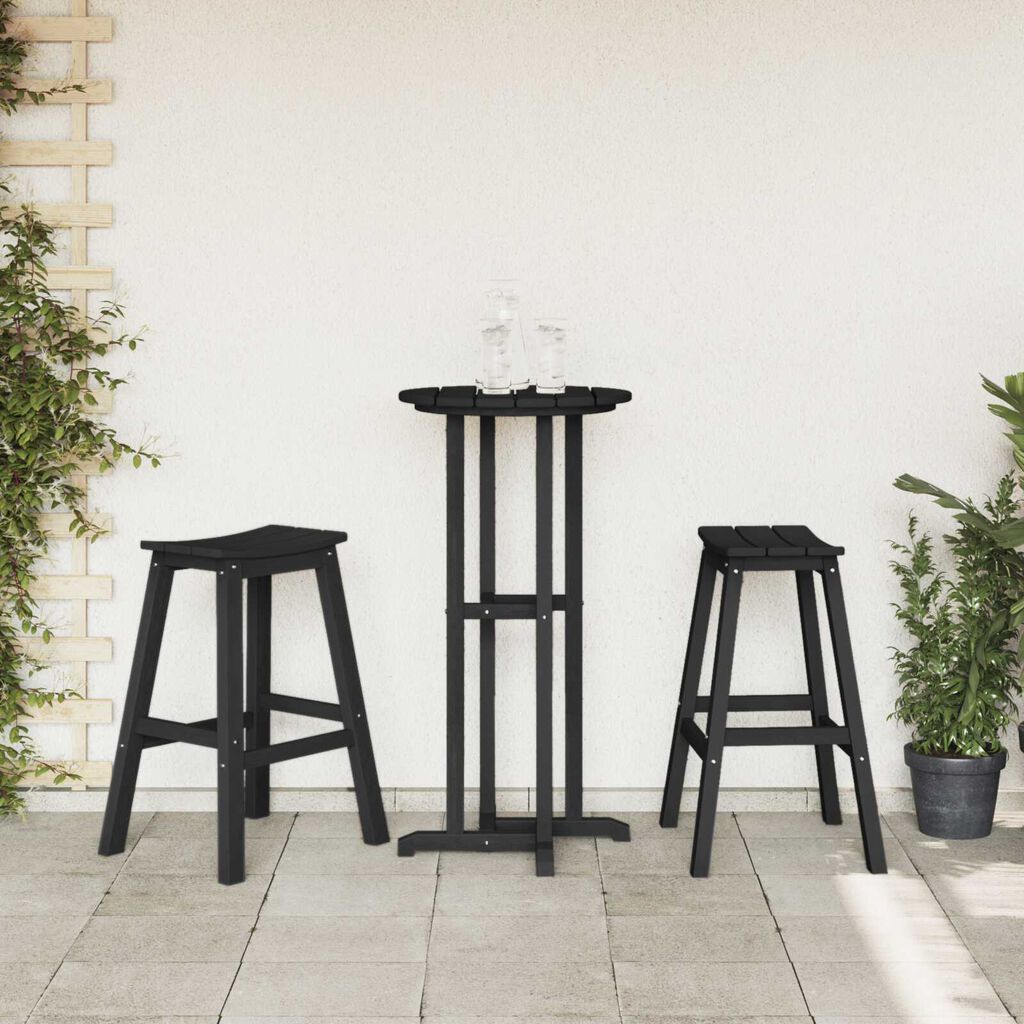 vidaXL Bar Stool 2 pcs Black 52 x 43 x 73.5cm Plastic