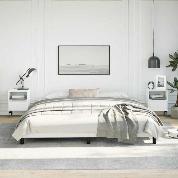 vidaXL Bed Frame without Mattress White 193x203 cm King Faux Leather