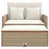 vidaXL Garden Sofa with Cushions 2-Seater Beige Poly Rattan&Acacia Wood