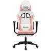 vidaXL Gaming Chair with Footrest White and Pink Faux Leather