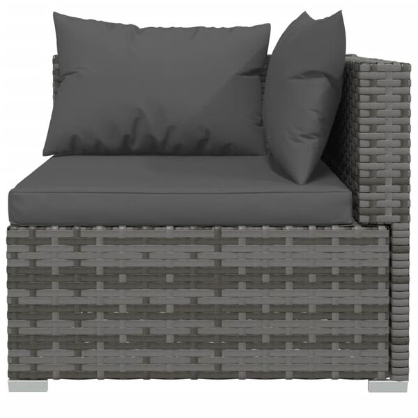 vidaXL 9 Piece Garden Lounge Set with Cushions Grey Poly Rattan