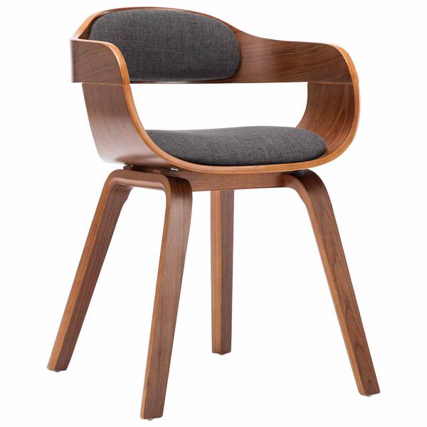 vidaXL Dining Chair Dark Grey Fabric and Bentwood