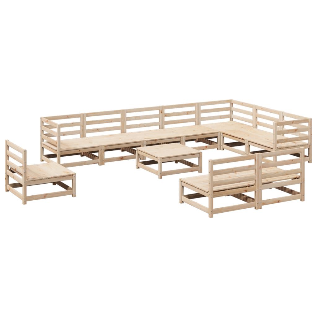 vidaXL 11 Piece Garden Sofa Set Solid Wood Pine