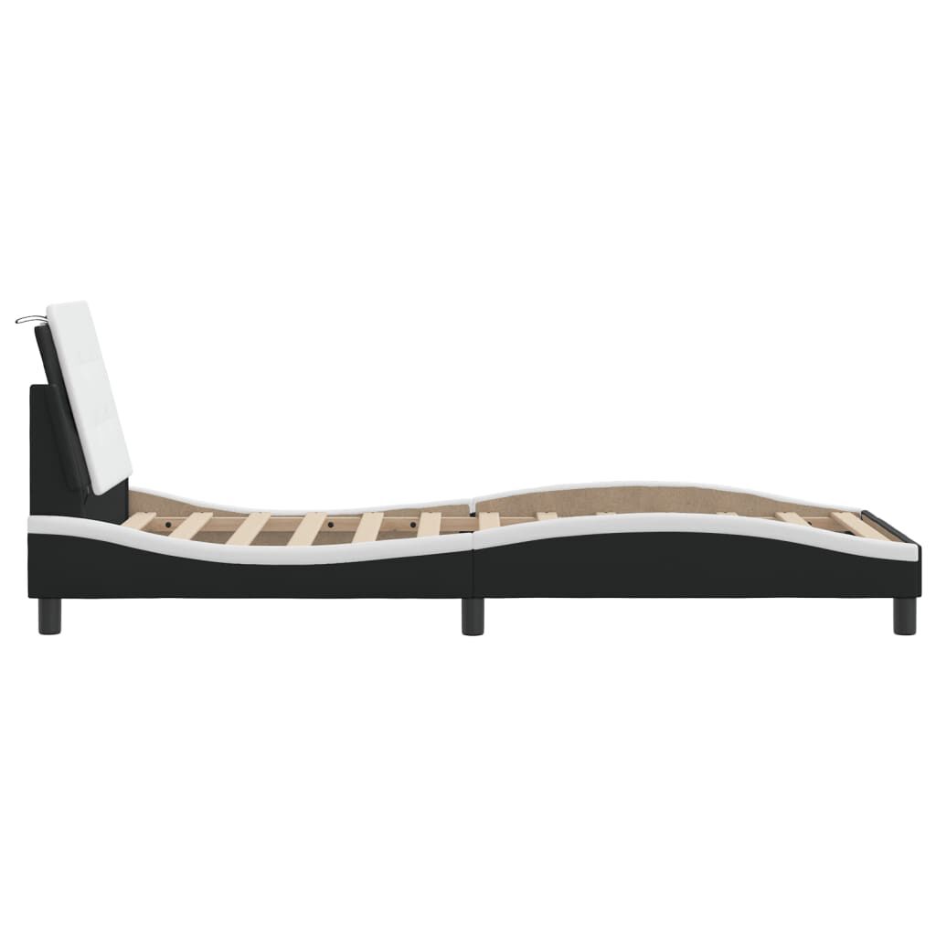 vidaXL Bed Frame with LED without Mattress Black and White 100x203 cm