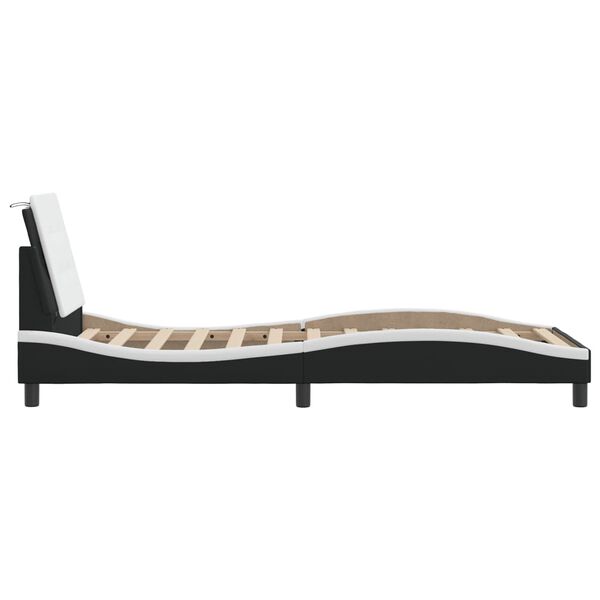 vidaXL Bed Frame with LED without Mattress "Zadar" Black and White 100x203 cm