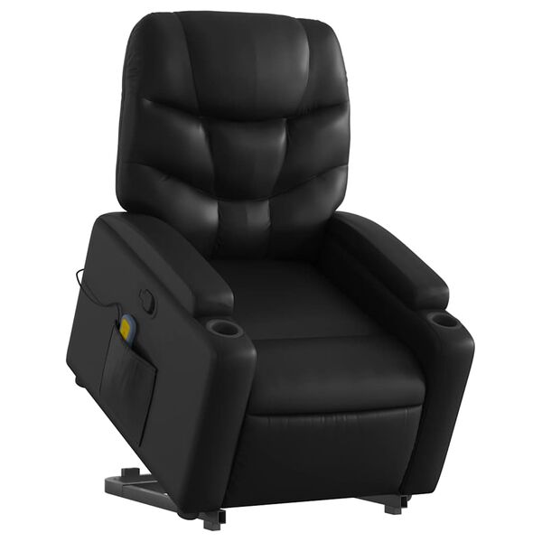 vidaXL Stand up Massage Recliner Chair Black Faux Leather