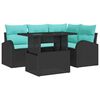 vidaXL Garden Sofa Set with Cushion 5 pcs Black Poly rattan