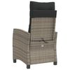 vidaXL Reclining Garden Chair with Cushions Grey Poly Rattan
