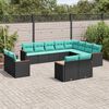 vidaXL 12 Piece Garden Sofa Set with Cushions Black Poly Rattan