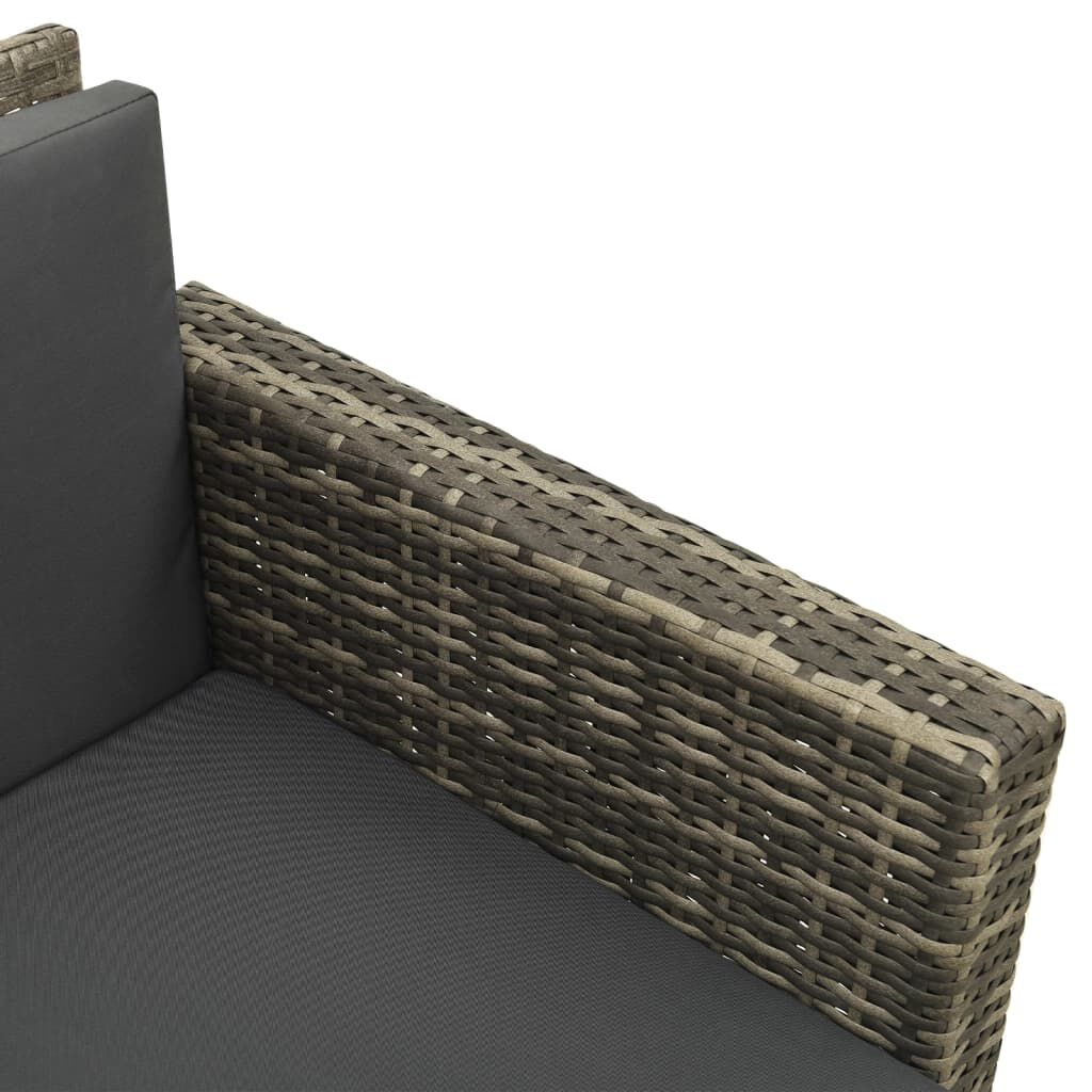 vidaXL 3 Piece Garden Lounge Set with Cushions Poly Rattan Grey